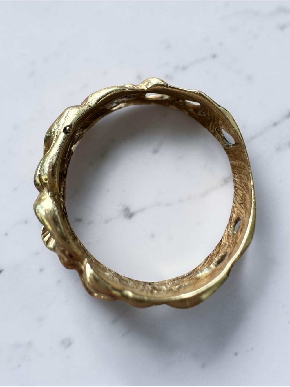 Vintage 14k Yellow Gold Abstract Nugget Ring (Size 8.5) - Picture 6 of 8